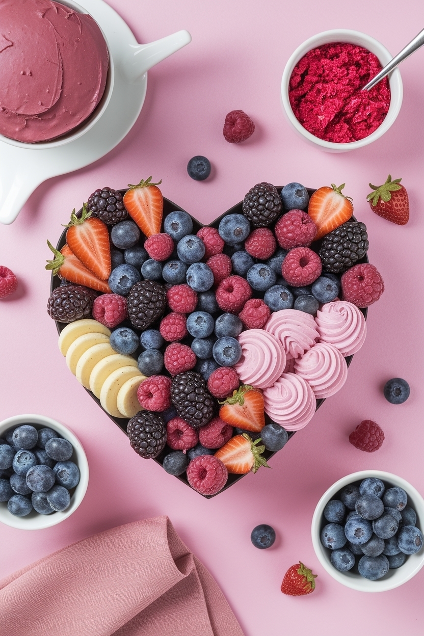 valentine dessert charcuterie board berries chocolate