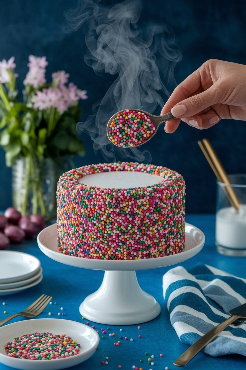 mini heart fault line cake sprinkles