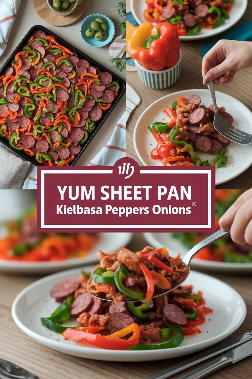 sheet pan kielbasa peppers onions