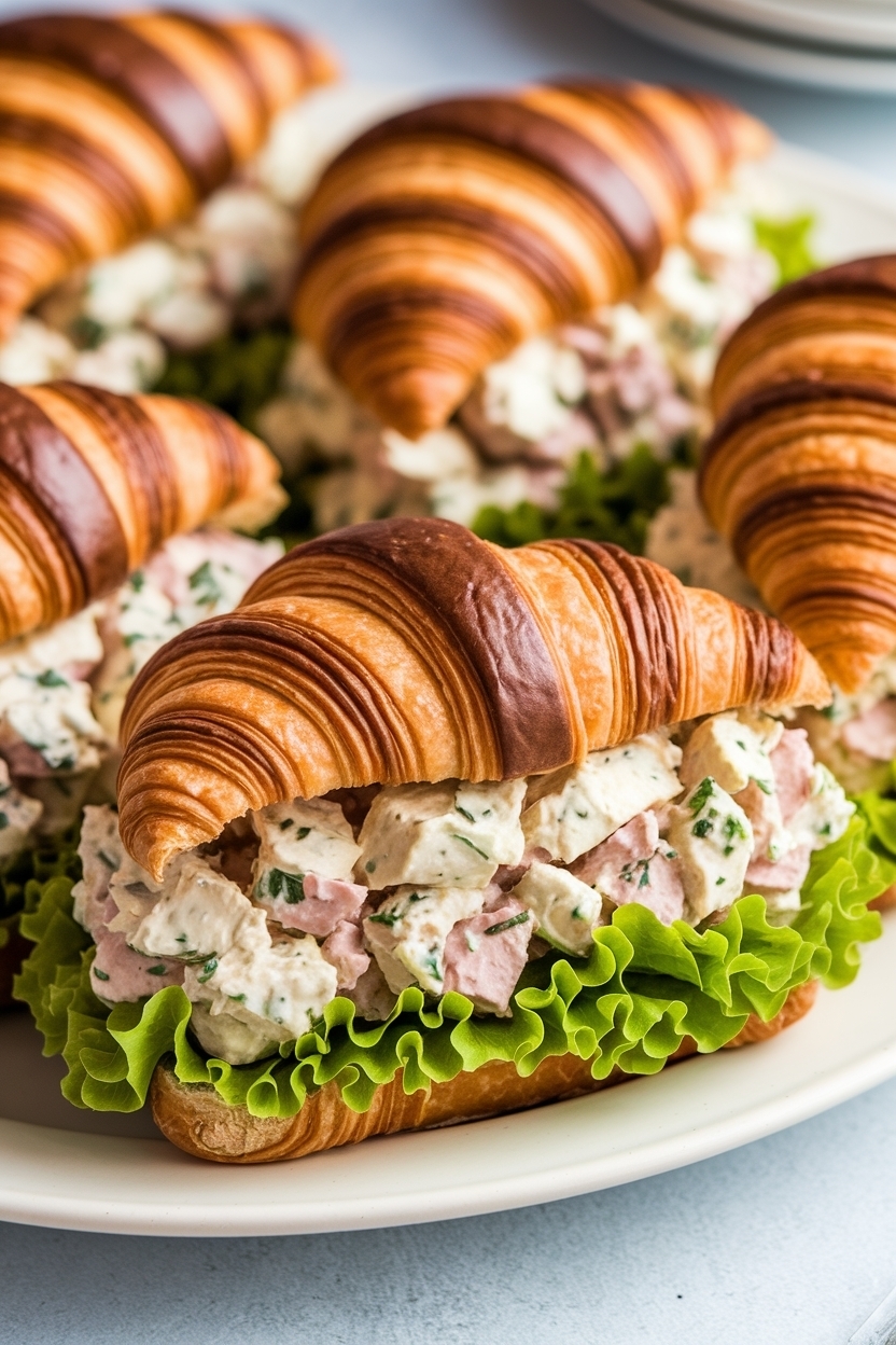 chicken salad croissant sandwiches platter