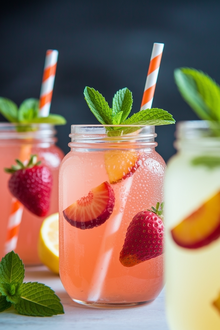 lemonade bar 3 flavors strawberry peach mint