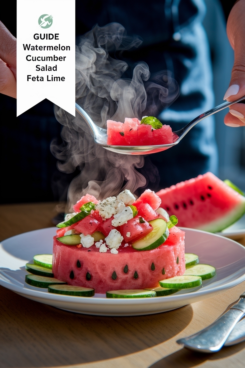 watermelon cucumber salad feta lime