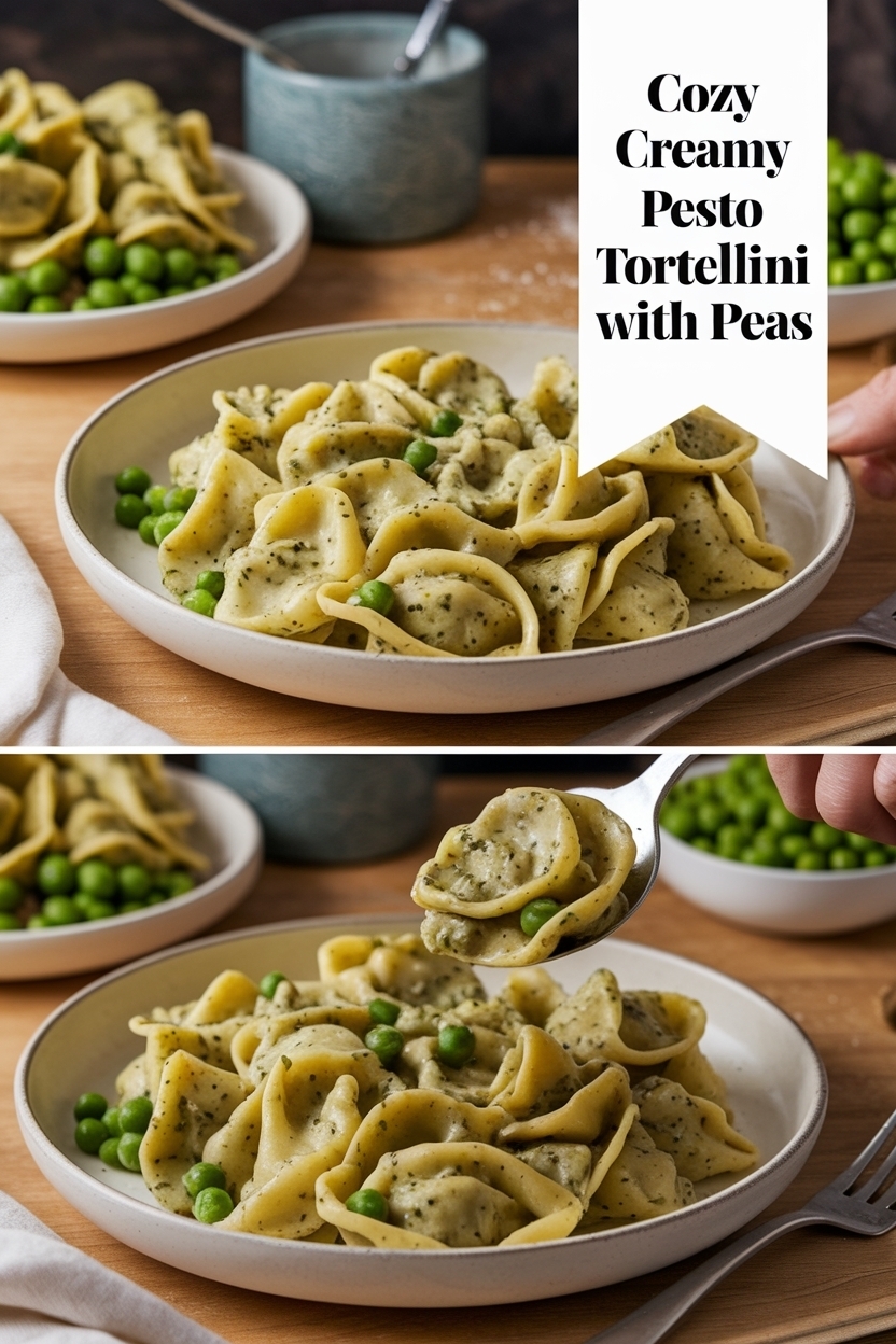 creamy pesto tortellini with peas