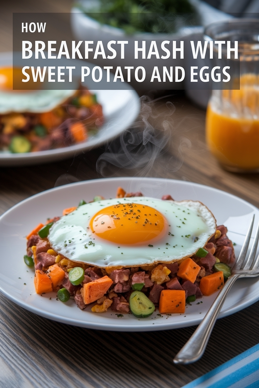 breakfast hash with sweet potato and eggs