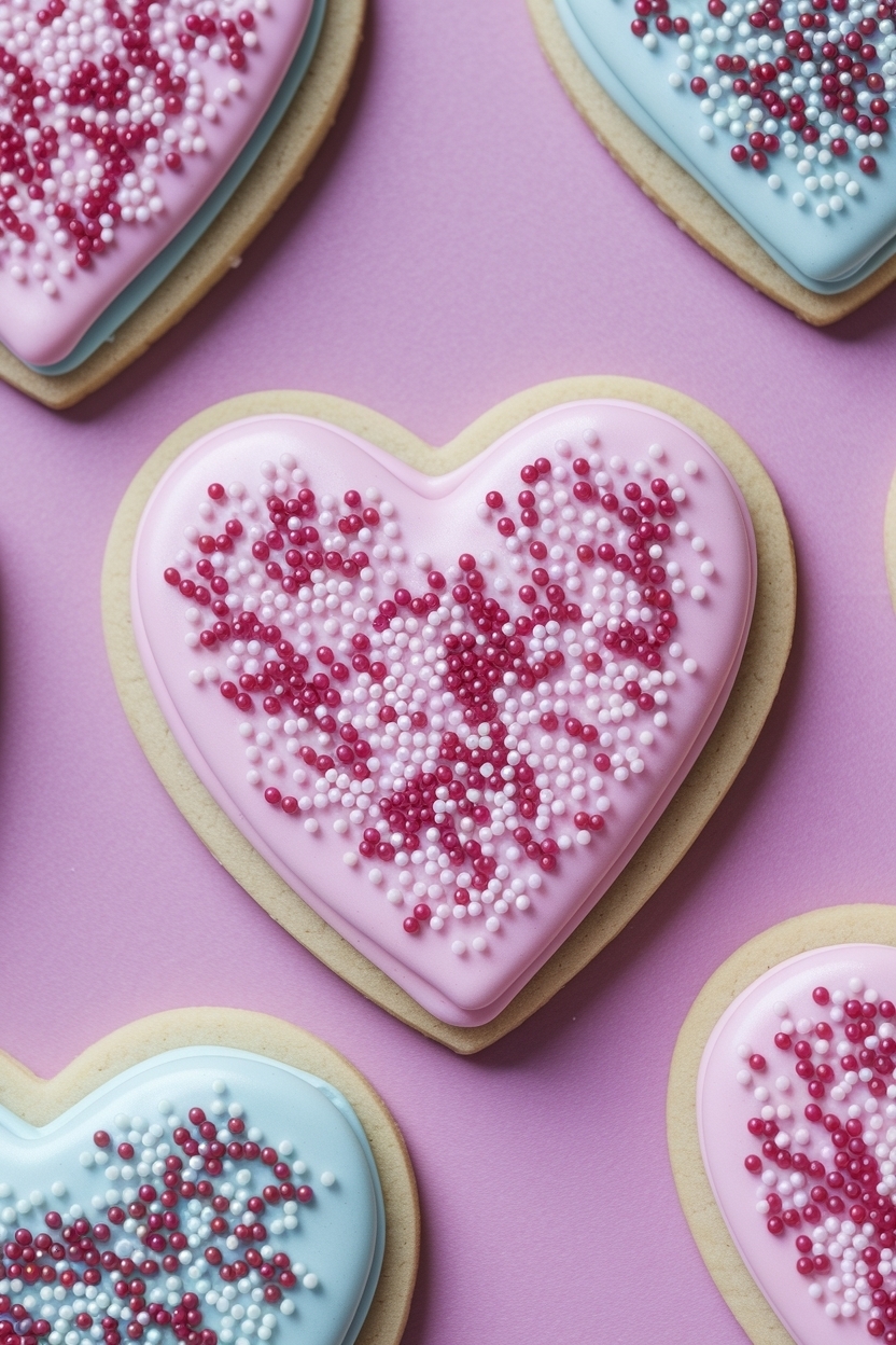 royal icing valentine heart sugar cookies