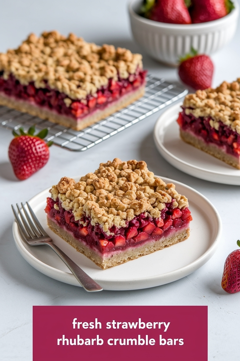 strawberry rhubarb crumble bars
