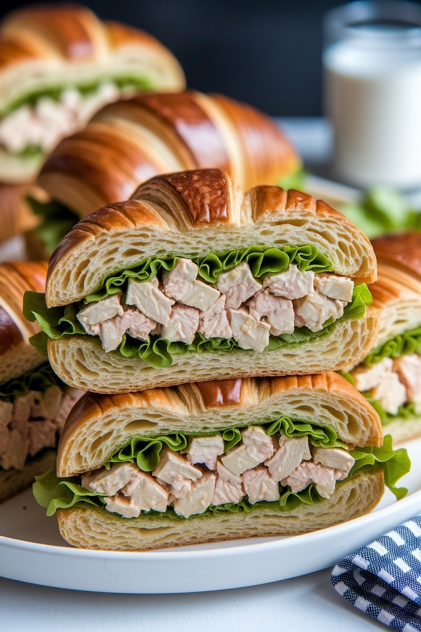 chicken salad croissant sandwiches platter