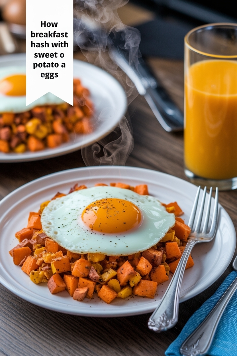 breakfast hash with sweet potato and eggs