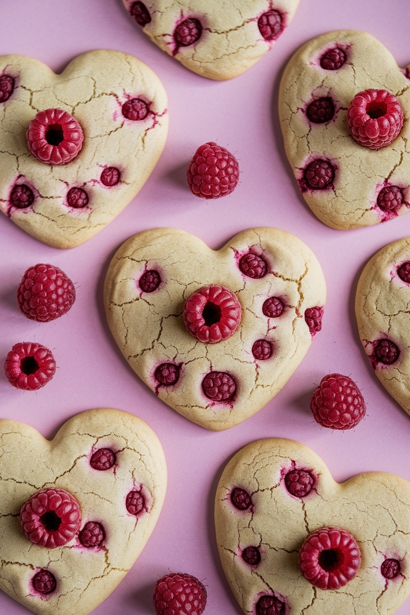 white chocolate raspberry cookies hearts