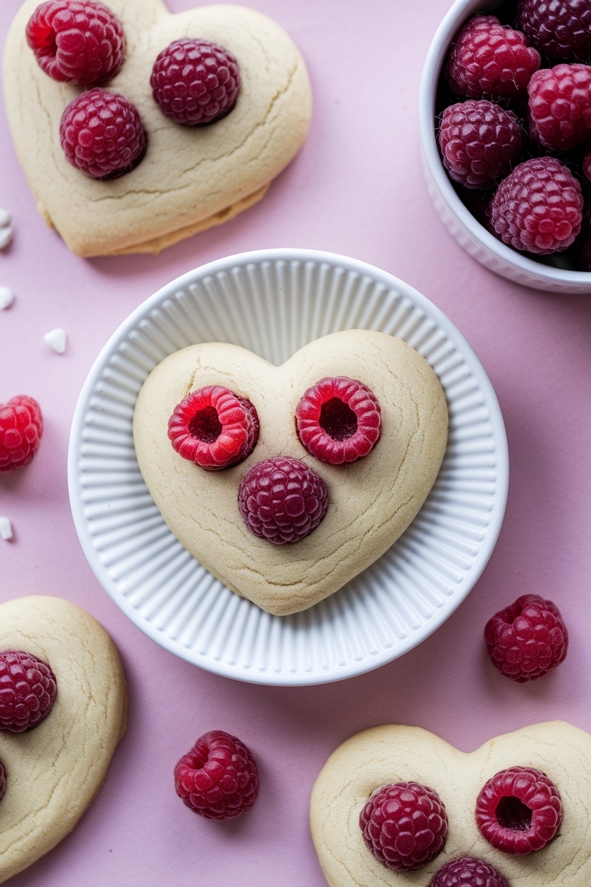 white chocolate raspberry cookies hearts