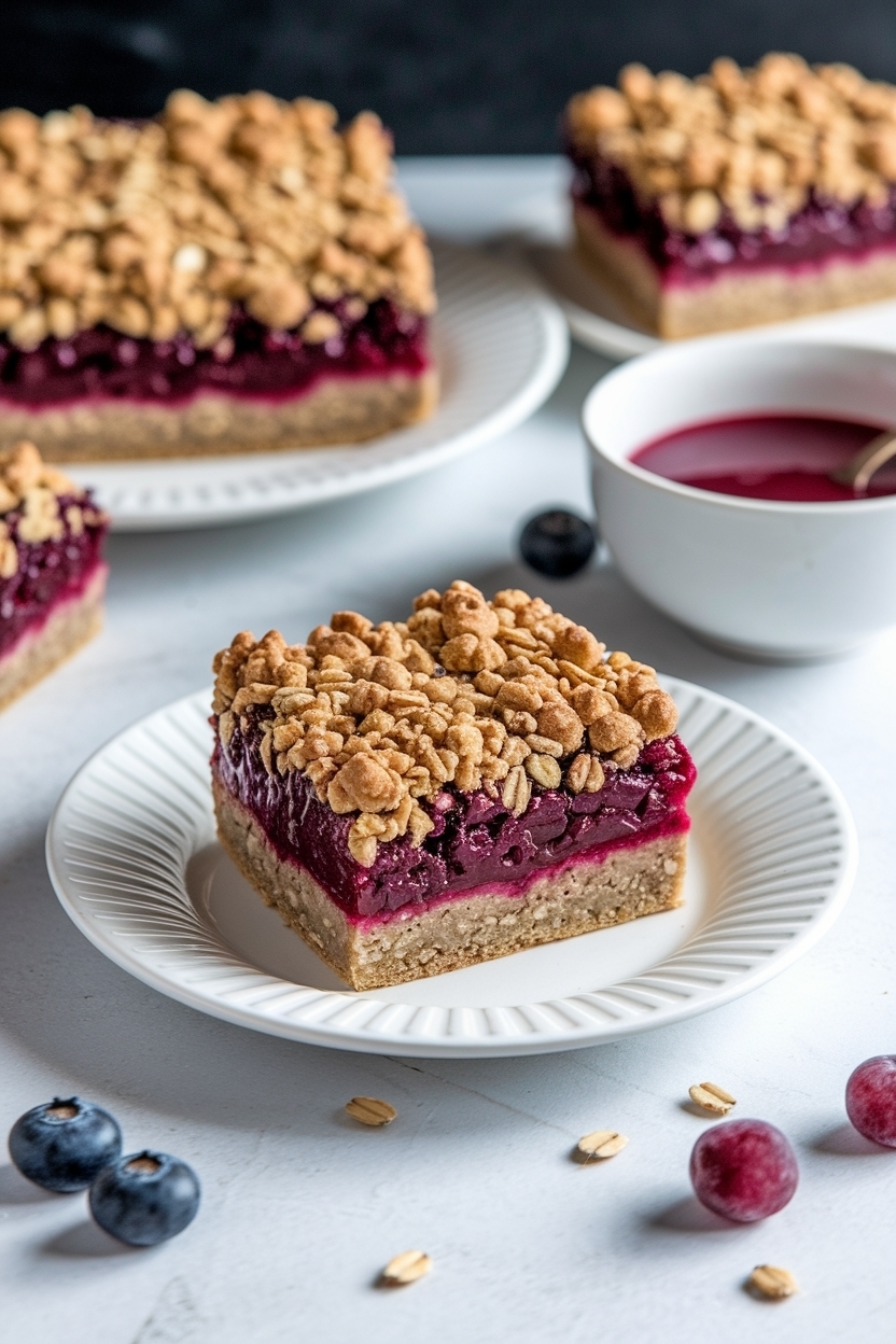 mulberry crumble bars oat streusel
