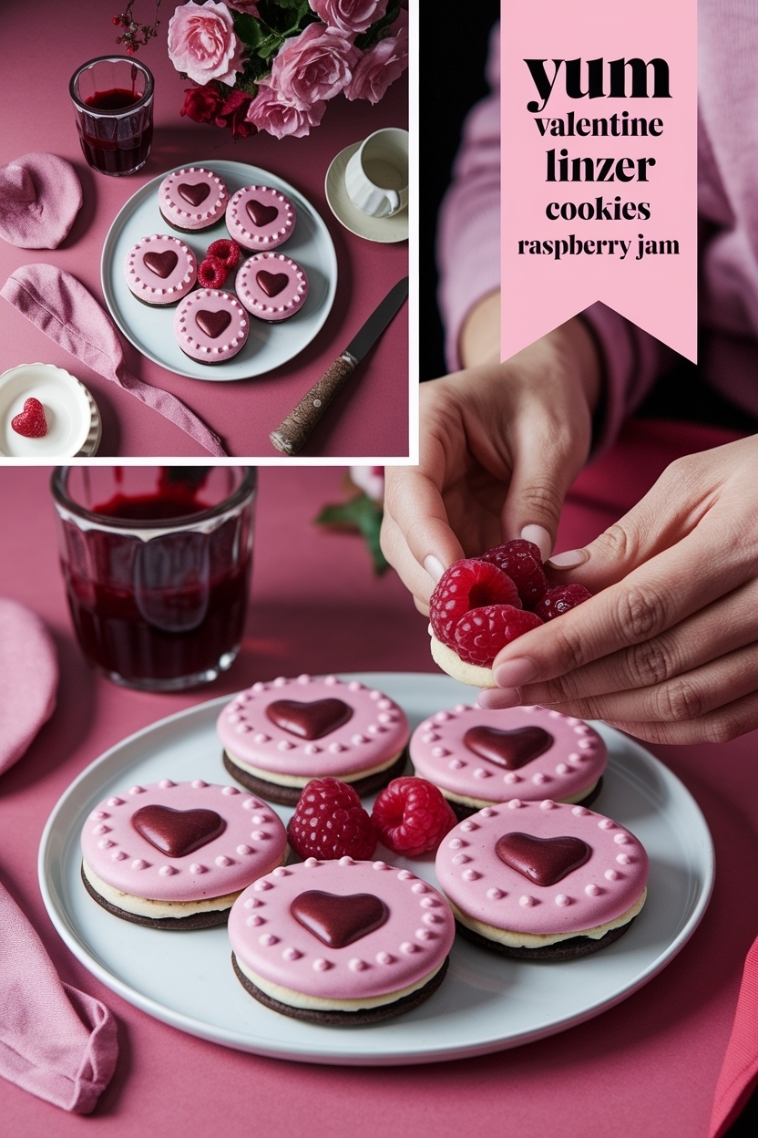 valentine linzer cookies raspberry jam