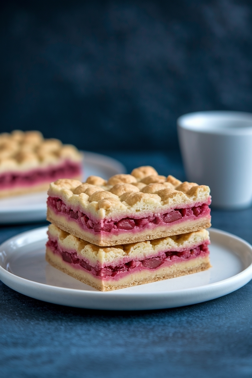 rhubarb custard bars shortbread crust