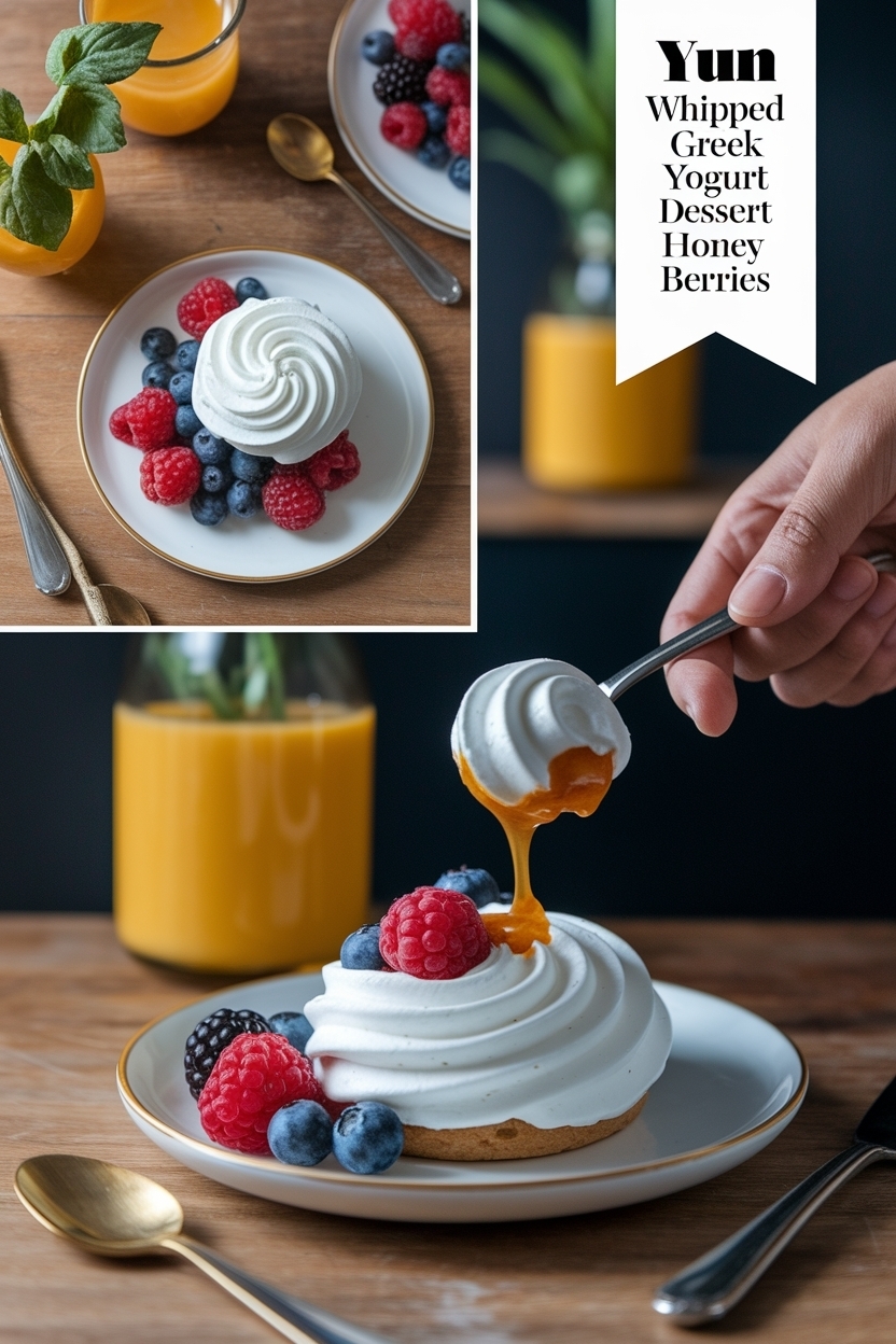whipped greek yogurt dessert honey berries