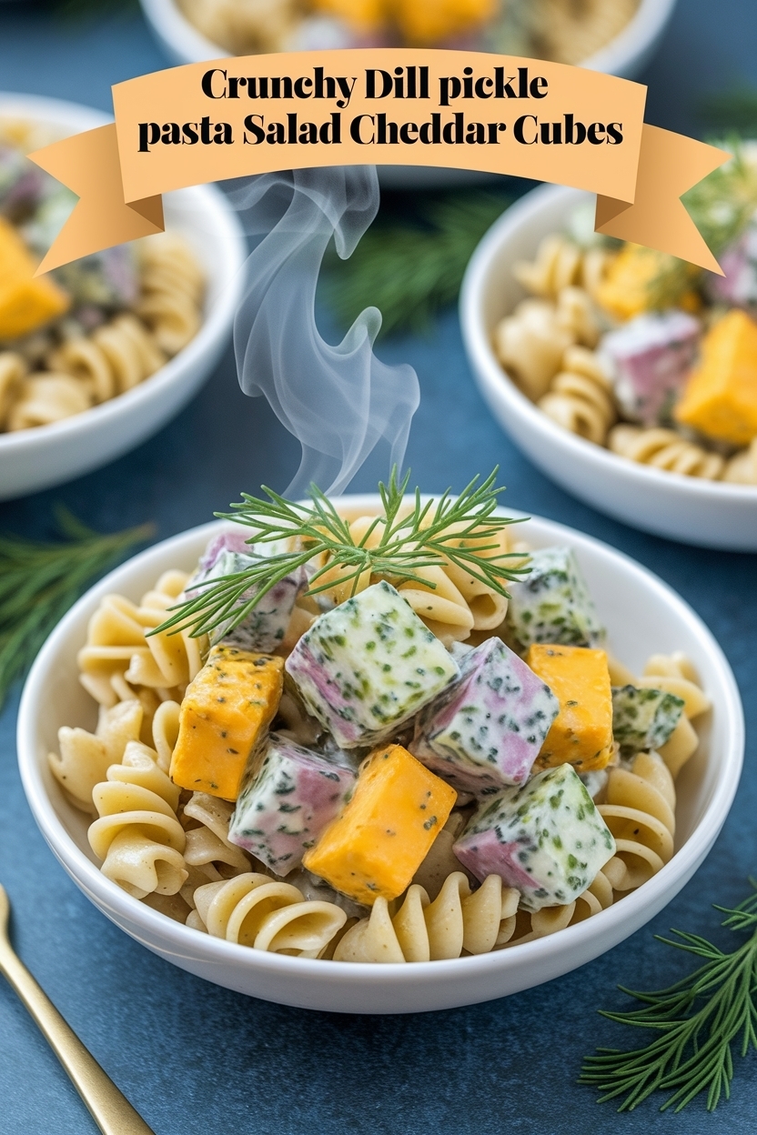dill pickle pasta salad cheddar cubes