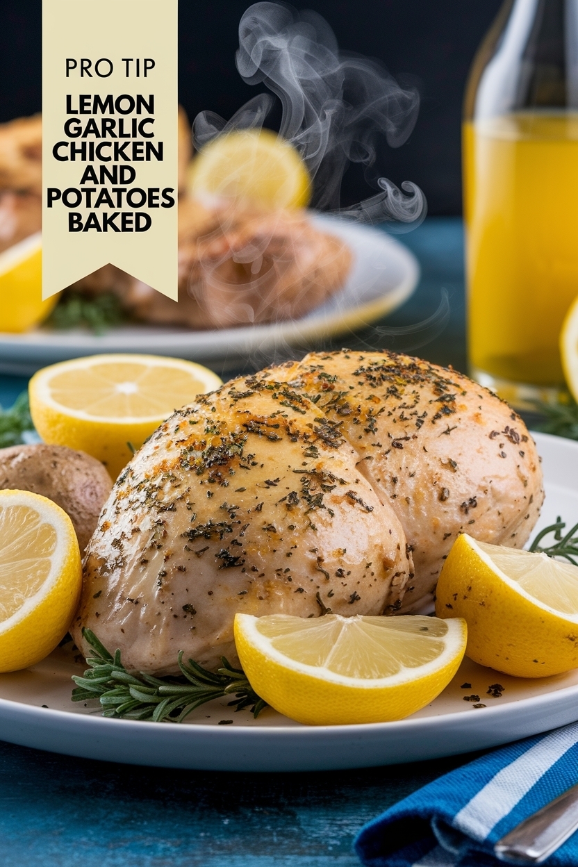 lemon garlic chicken and potatoes baked