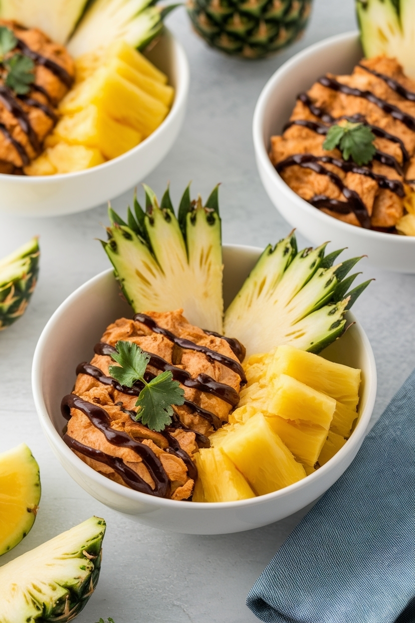 hawaiian chicken pineapple bowls teriyaki