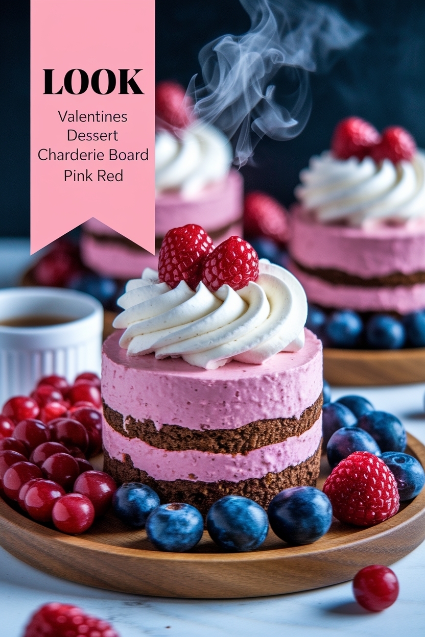 valentines dessert charcuterie board pink red