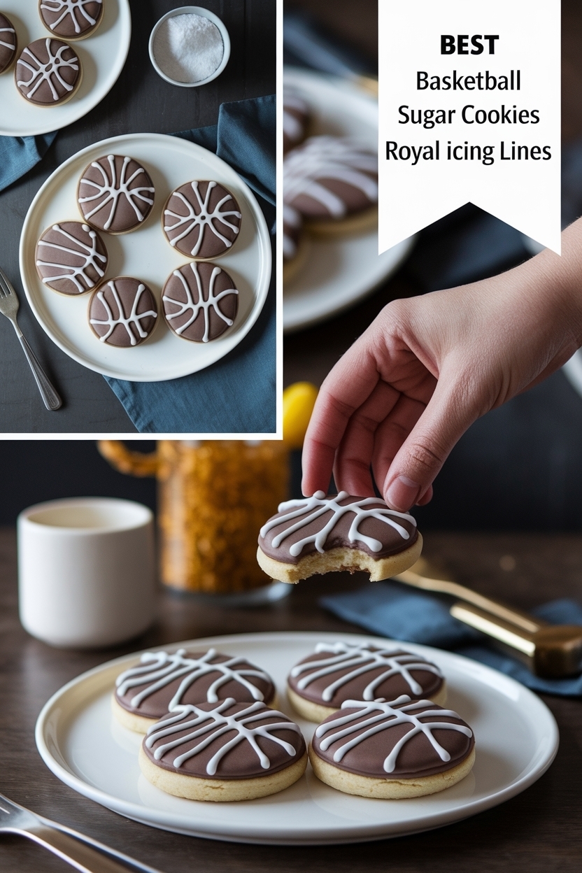 basketball sugar cookies royal icing lines