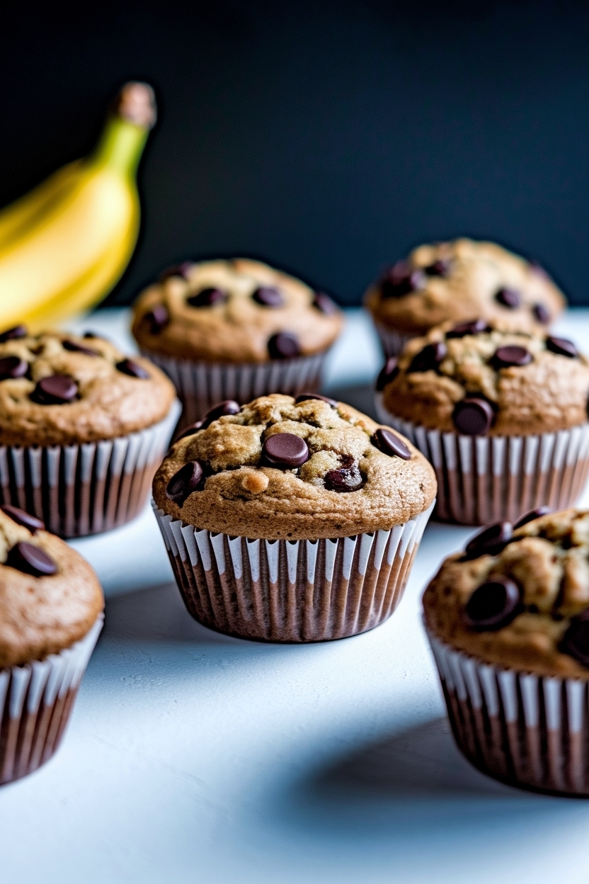 sourdough discard banana muffins chocolate chip