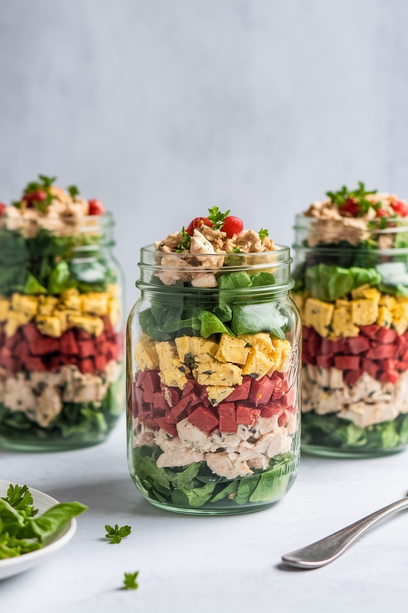 mason jar salads chicken cobb