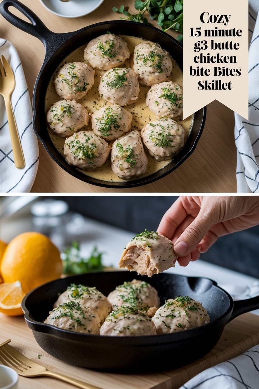 15 minute garlic butter chicken bites skillet