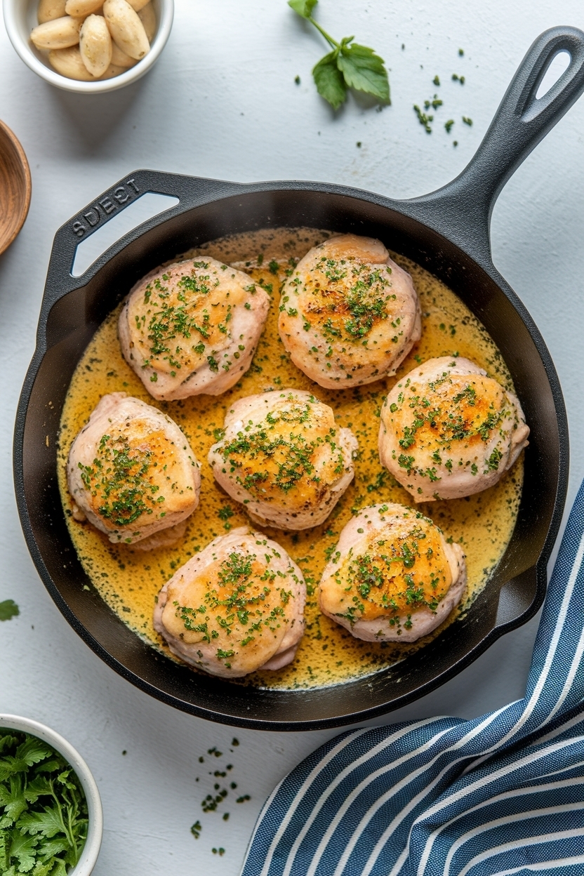 15 minute garlic butter chicken bites skillet