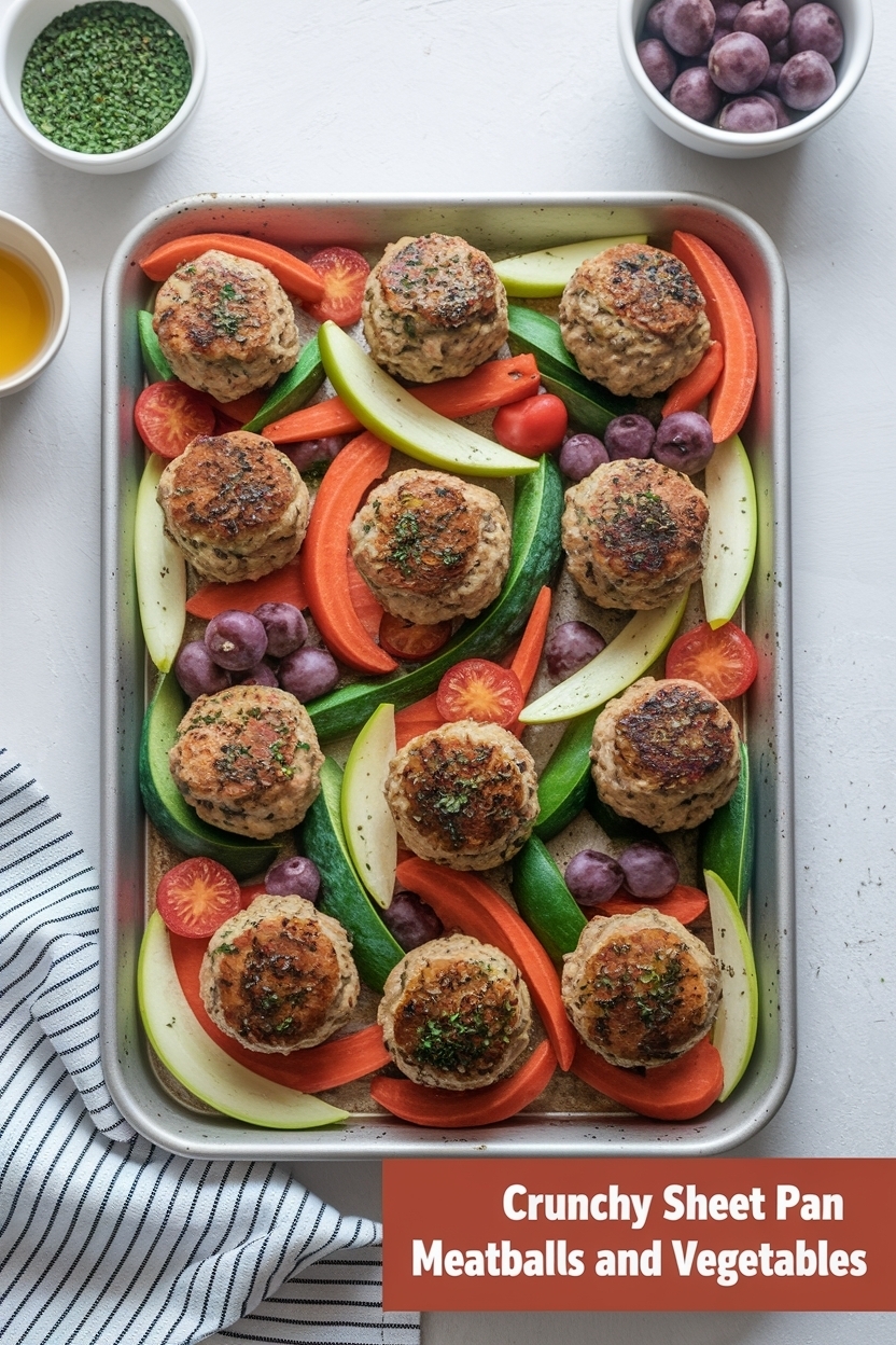 sheet pan meatballs and vegetables