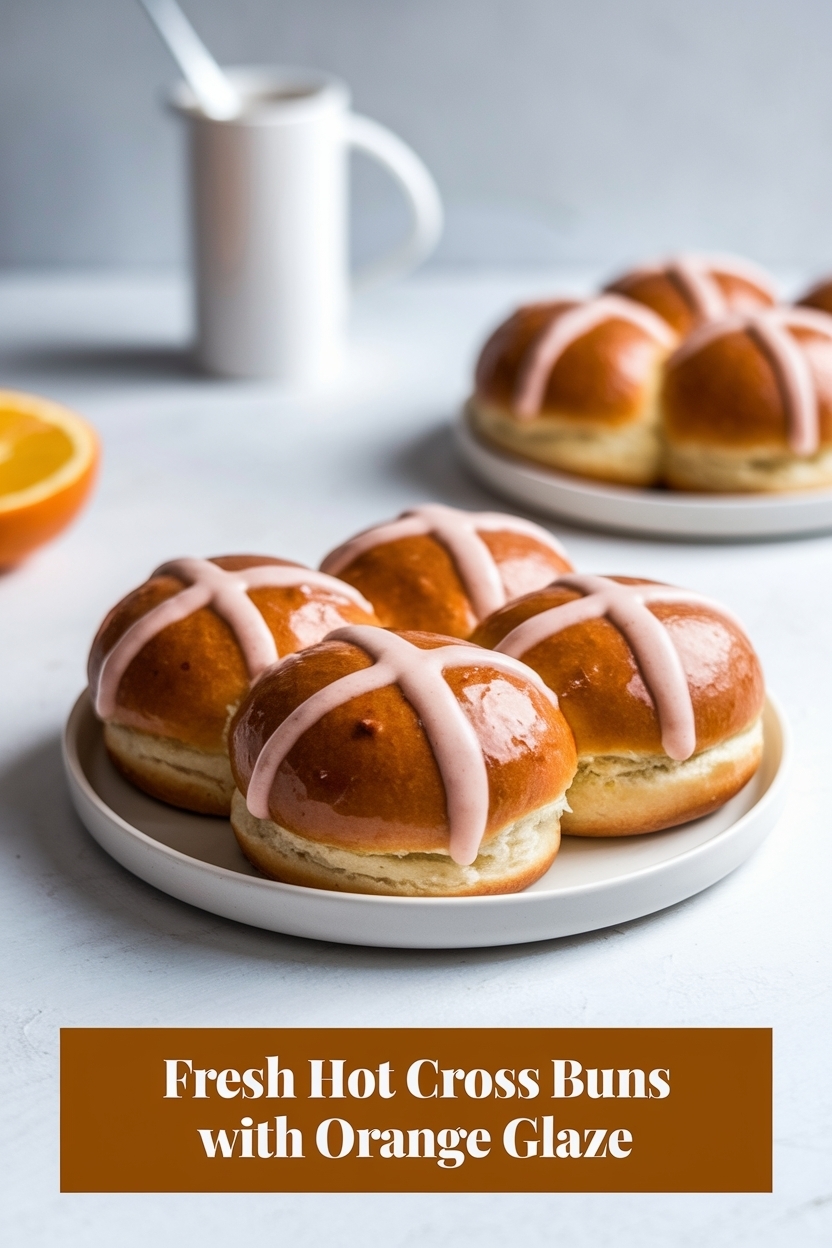 hot cross buns with orange glaze