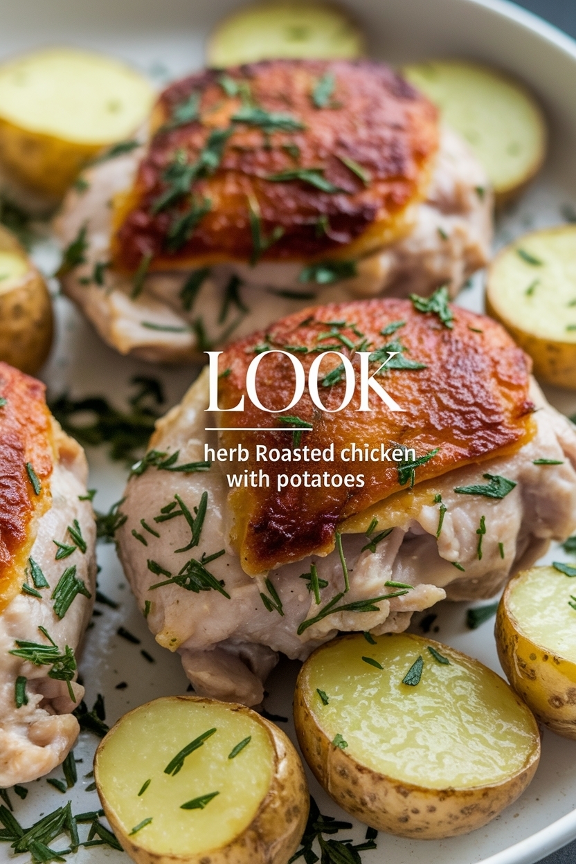herb roasted chicken thighs with potatoes