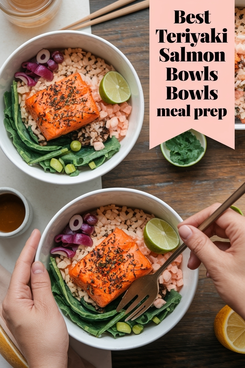 teriyaki salmon bowls meal prep