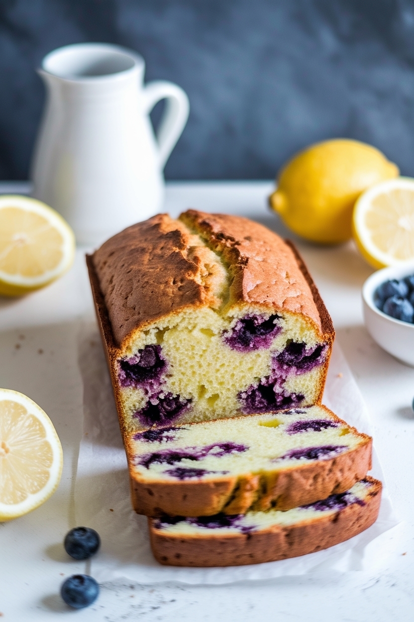 lemon blueberry sourdough quick loaf