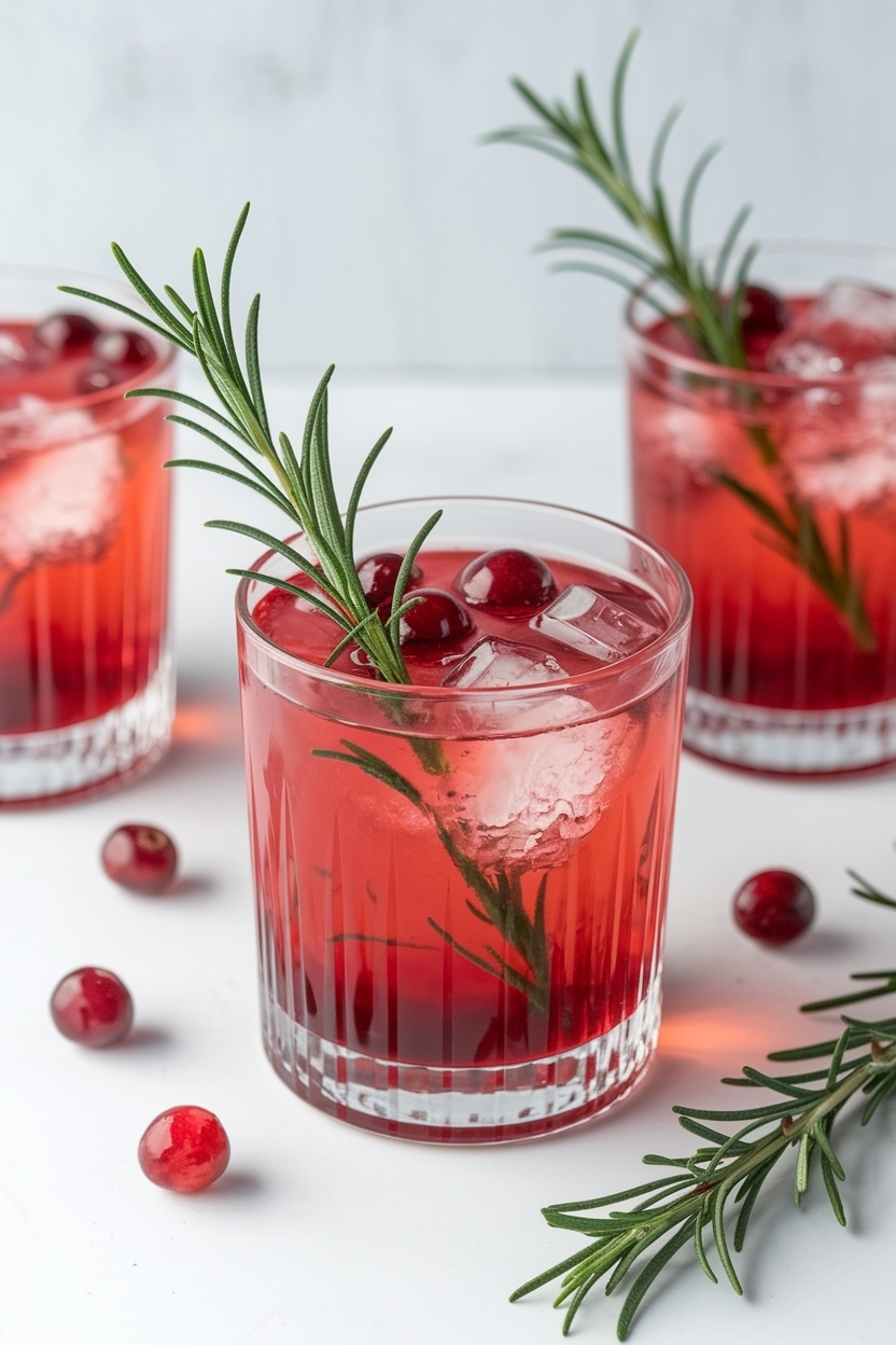 cranberry rosemary spritz mocktail