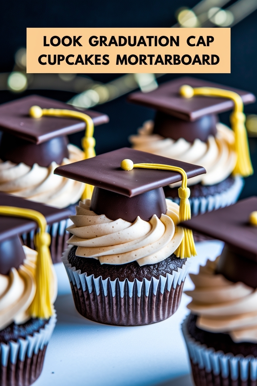 graduation cap cupcakes mortarboard