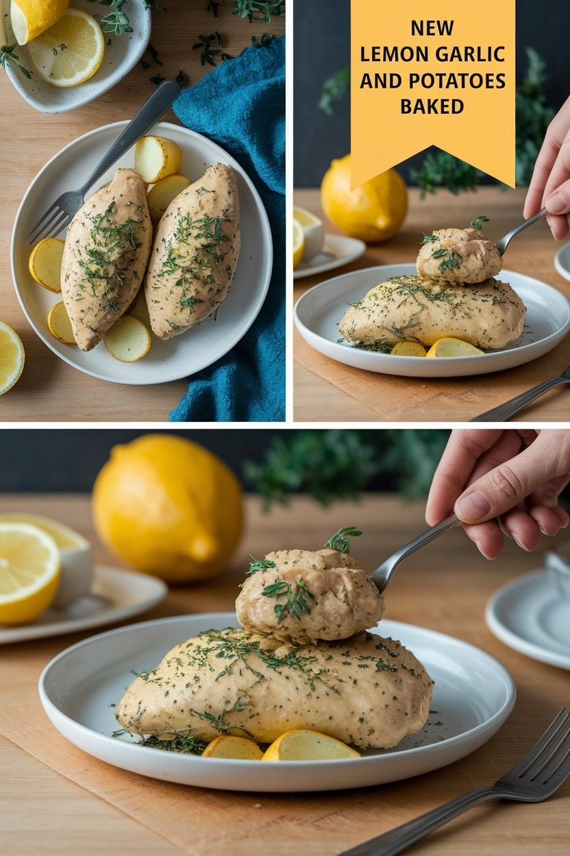 lemon garlic chicken and potatoes baked