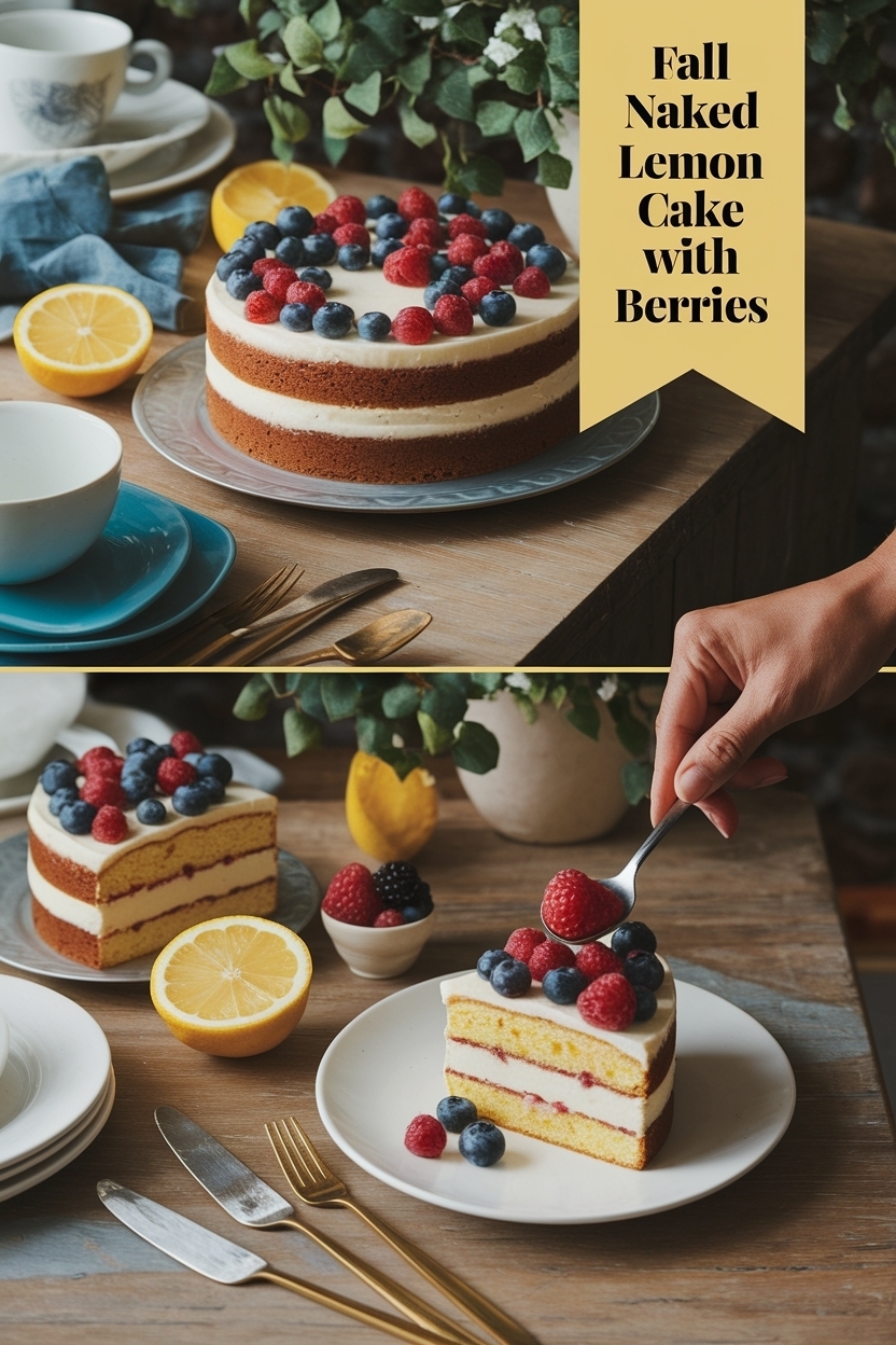 naked lemon cake with berries