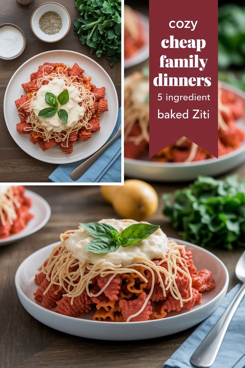 cheap family dinners 5 ingredient baked ziti