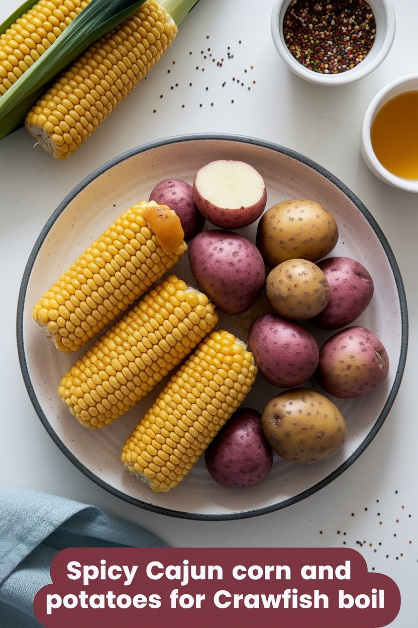 cajun corn and potatoes for crawfish boil