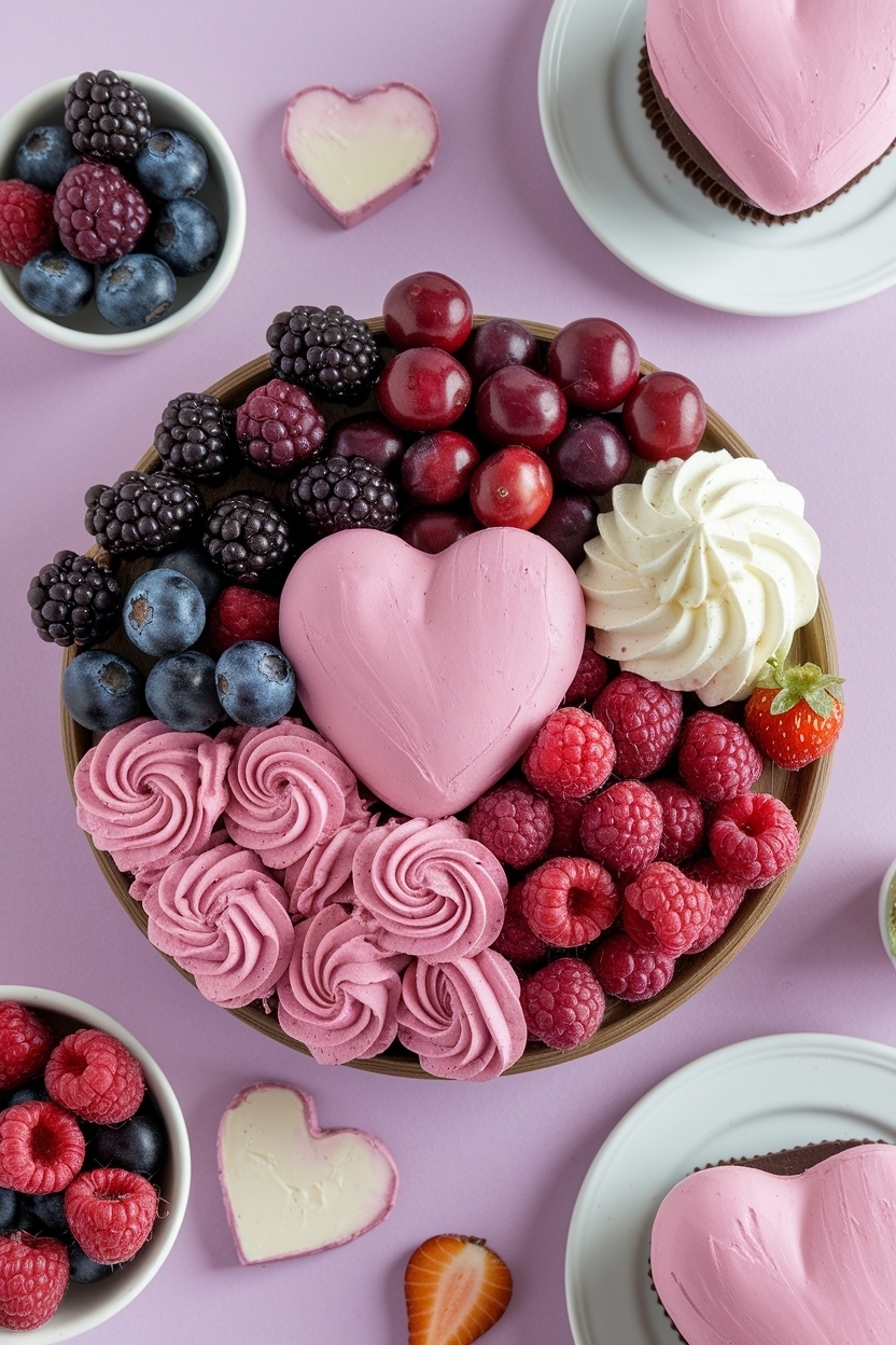 valentine dessert charcuterie board berries chocolate