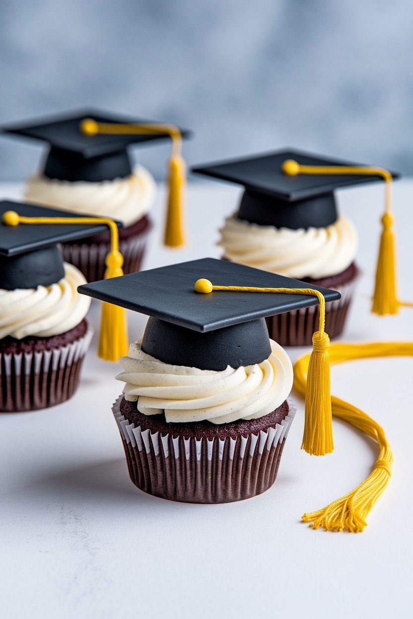 graduation cap cupcakes mortarboard