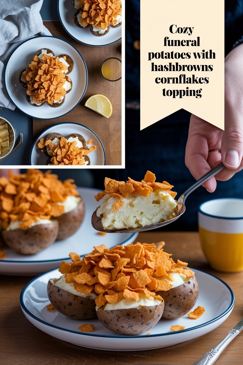 funeral potatoes with hashbrowns cornflakes topping