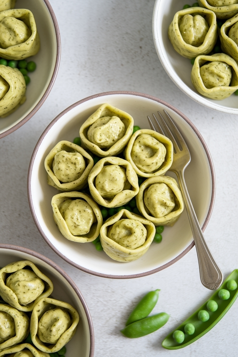 creamy pesto tortellini with peas