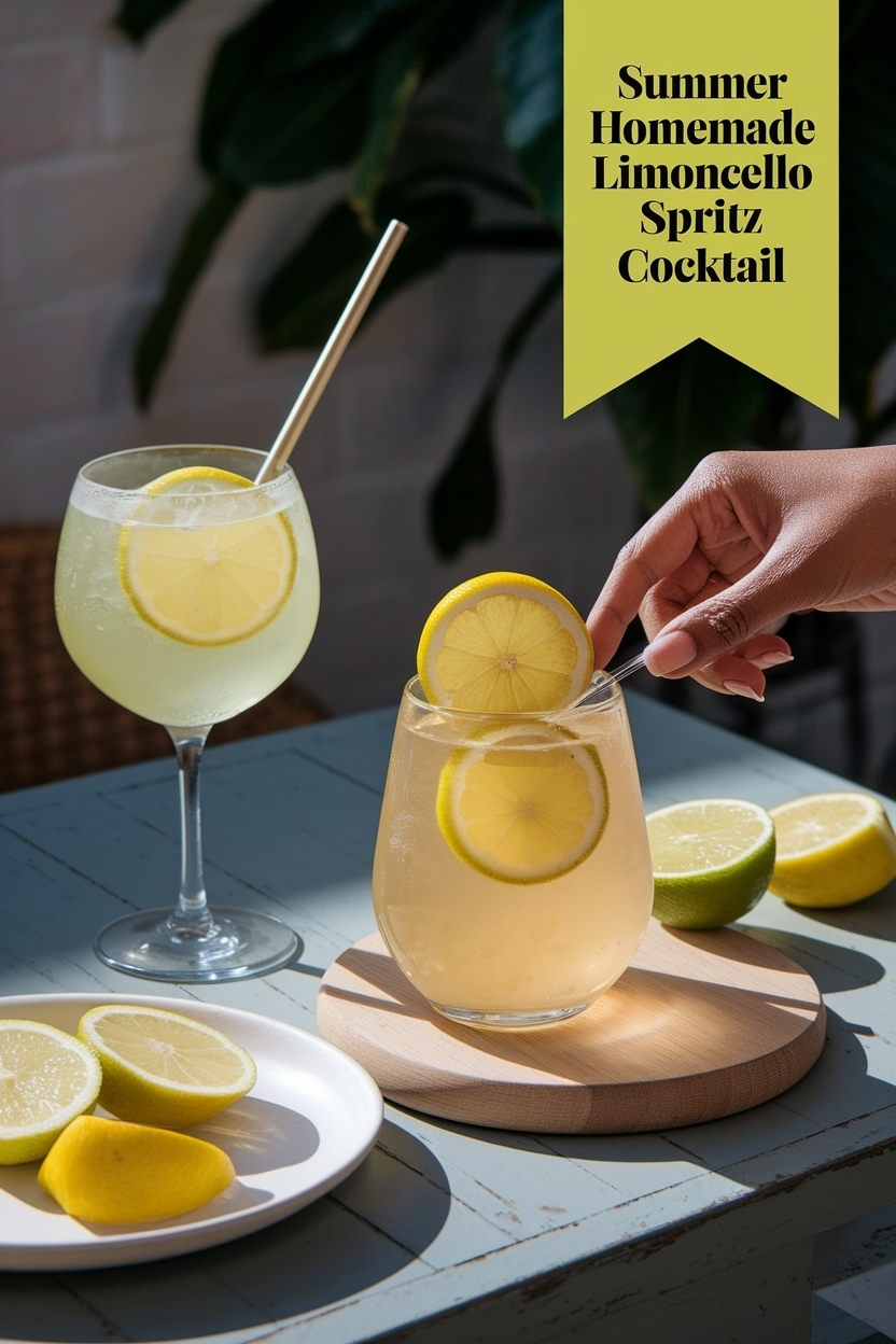 homemade limoncello spritz cocktail