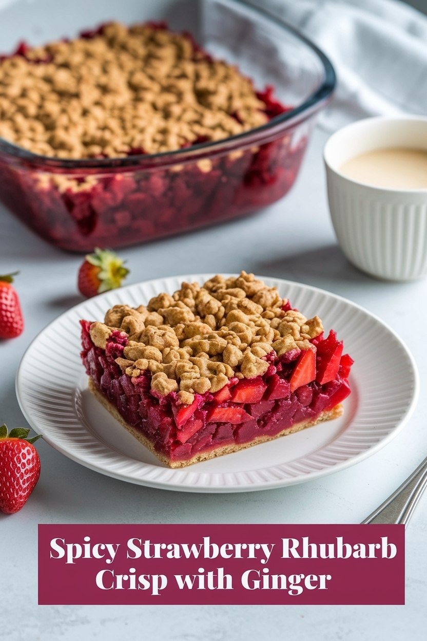 strawberry rhubarb crisp with ginger