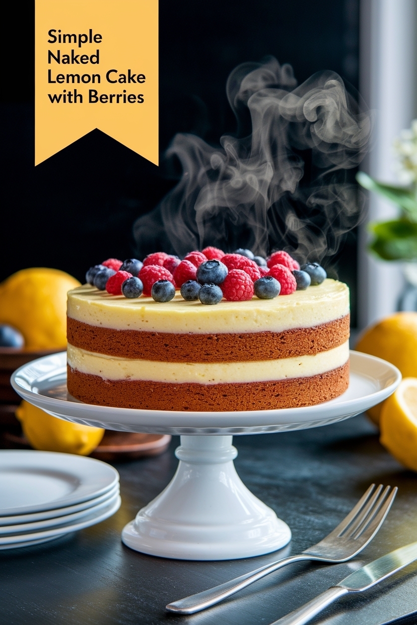 naked lemon cake with berries