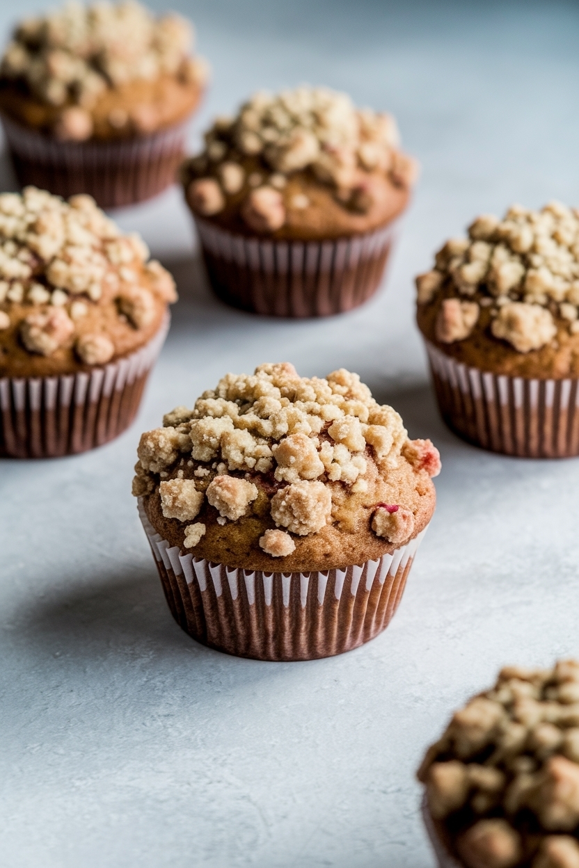 rhubarb muffins with streusel