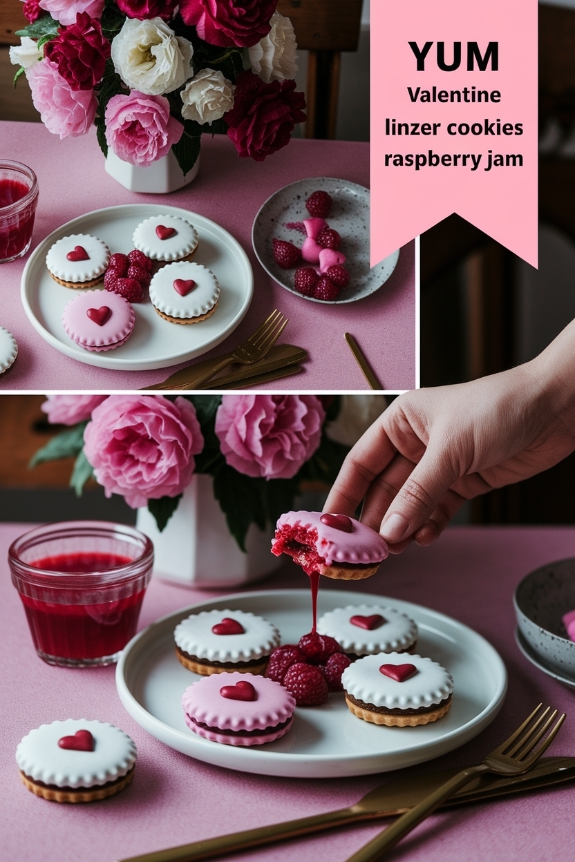 valentine linzer cookies raspberry jam