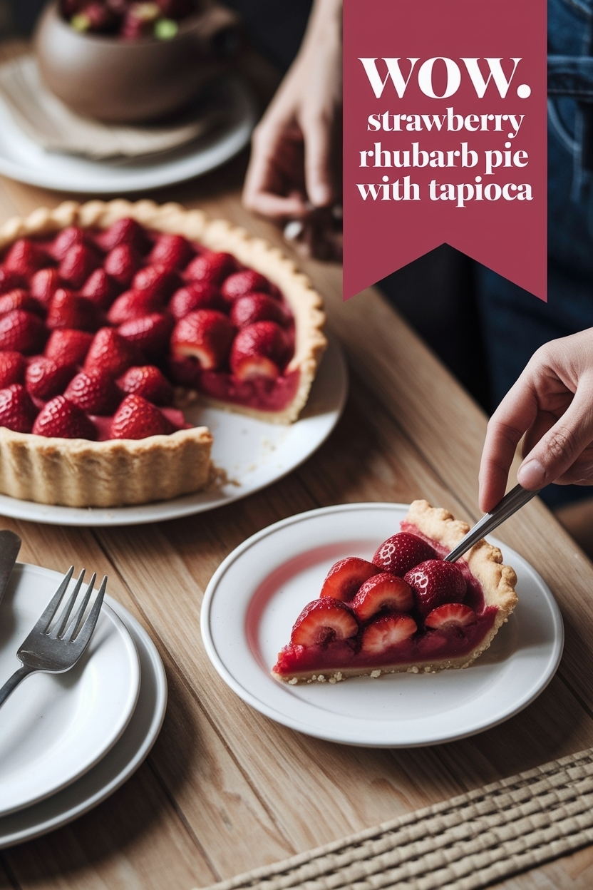 strawberry rhubarb pie with tapioca
