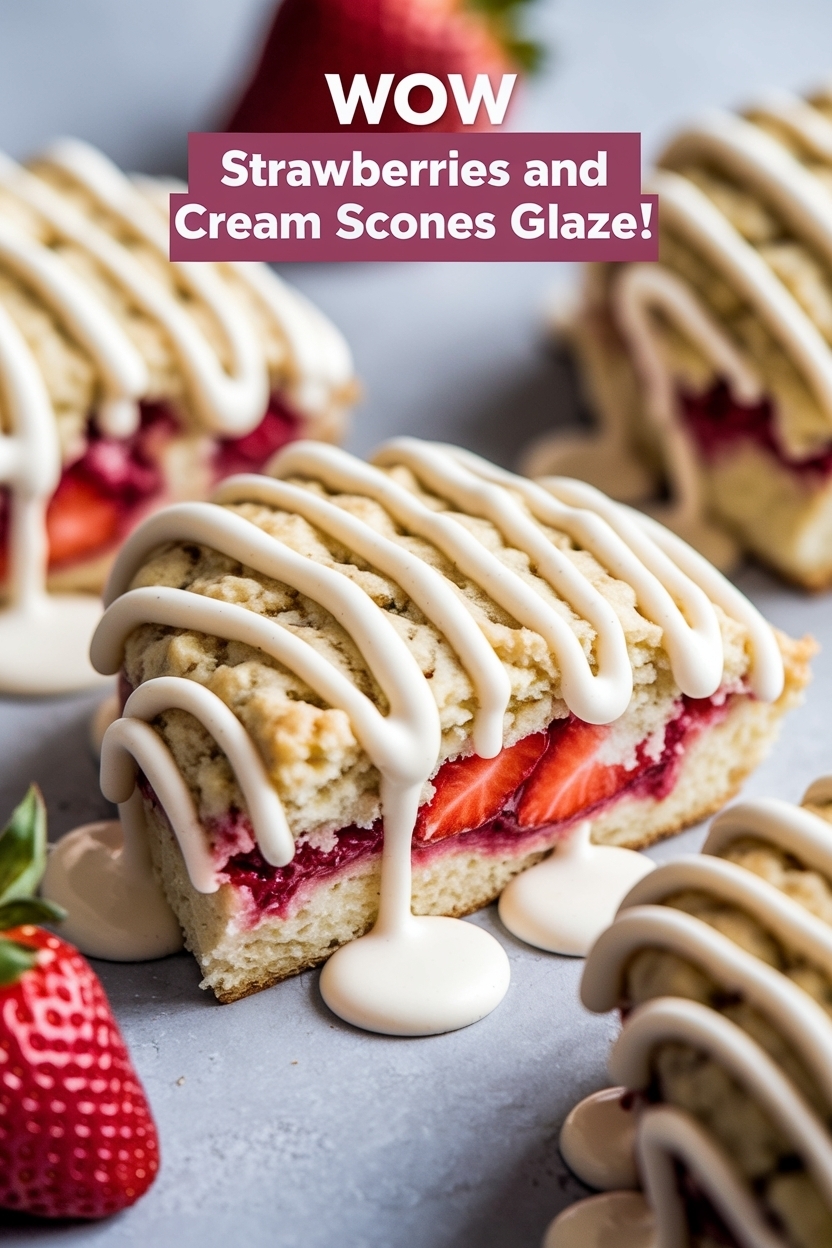 strawberries and cream scones glaze
