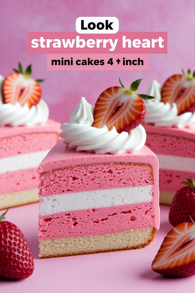strawberry heart mini cakes 4 inch